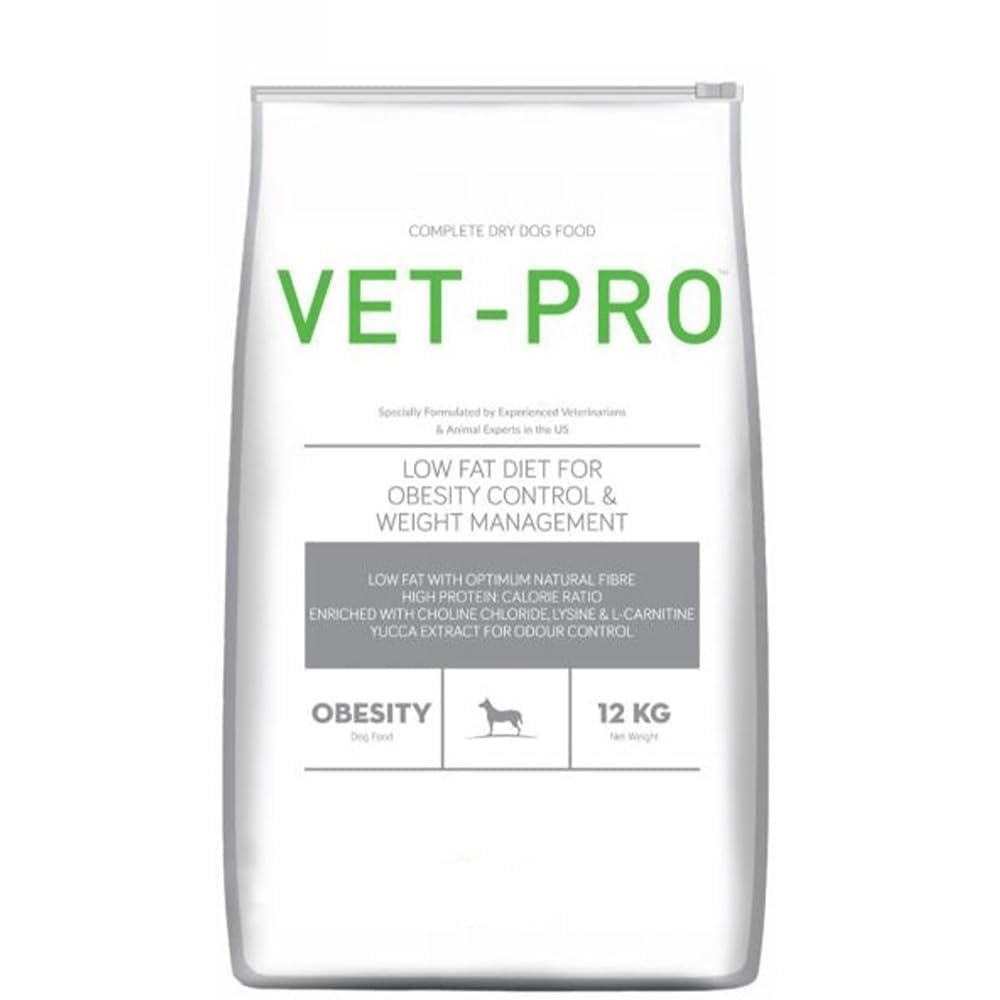 41ZVwYqjEL.716muWbBS5L.jpg.jpg Vet-Pro Obesity Pellet Adult Dog Food, Chicken Flavour, 12Kg, 1 Count - Image 1