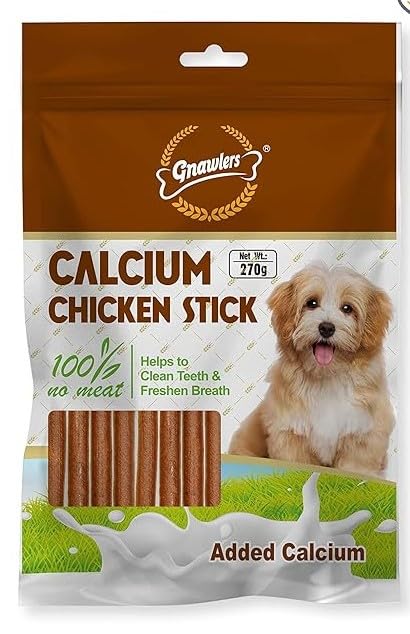51-TowjJNwL.716muWbBS5L.jpg Dog Calcium Chicken Sticks with Whey Protein, Added Calcium, Helps Clean Teeth & Freshen Breath, (Pack of 1) - Image 1