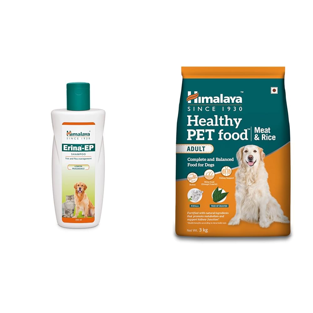 516YiupNa3L.716muWbBS5L.jpg Himalaya Pet Bundle | Erina-EP Shampoo 200ml + Dog Food 3kg Meat & Rice | Complete Care - Image 1