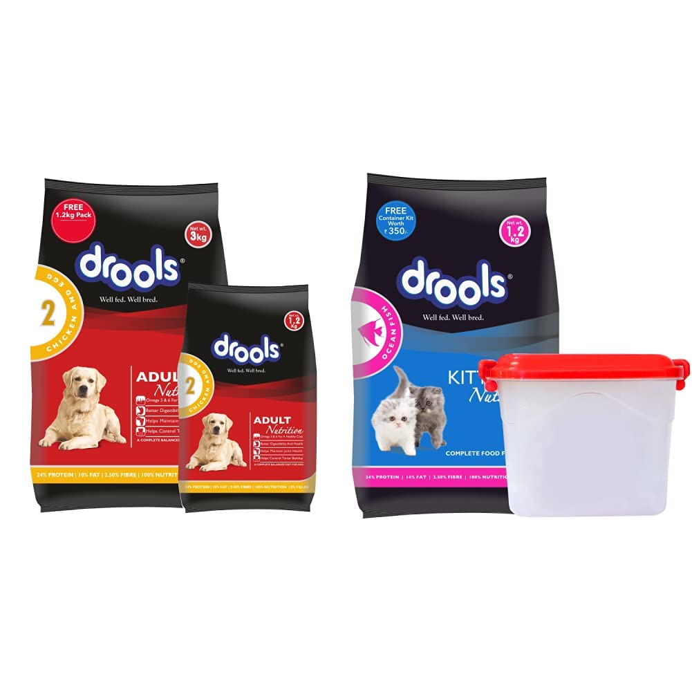 517ySihlTeL.716muWbBS5L.jpg.jpg Chicken and Egg Adult Dry Dog Food, 3 Kg with Free 1.2 Kg&Kitten(1-12 Months) Dry Cat Food, Ocean Fish, 1.2Kg with Free Container - Image 1