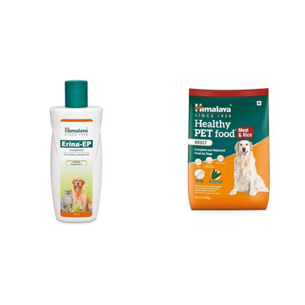 Himalaya Pet Bundle | Erina-EP Shampoo 200ml + Dog Food 1.2kg Meat & Rice | Complete Care