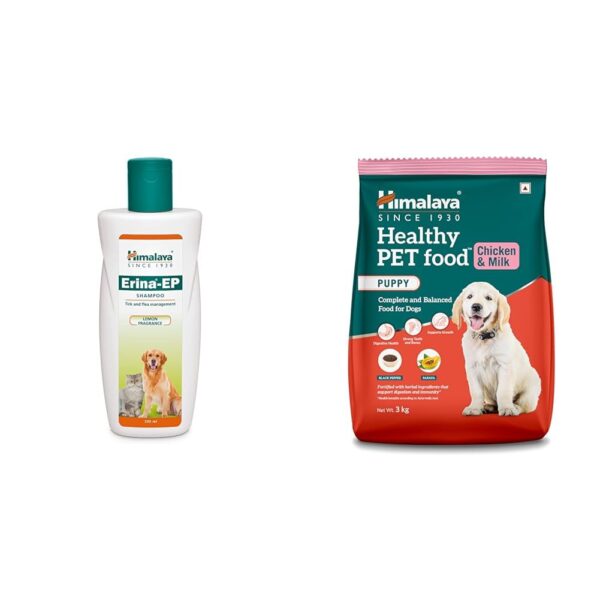 Himalaya Pet Bundle | Erina-EP Shampoo 200ml + Puppy Food 3kg Chicken & Milk | Complete Care