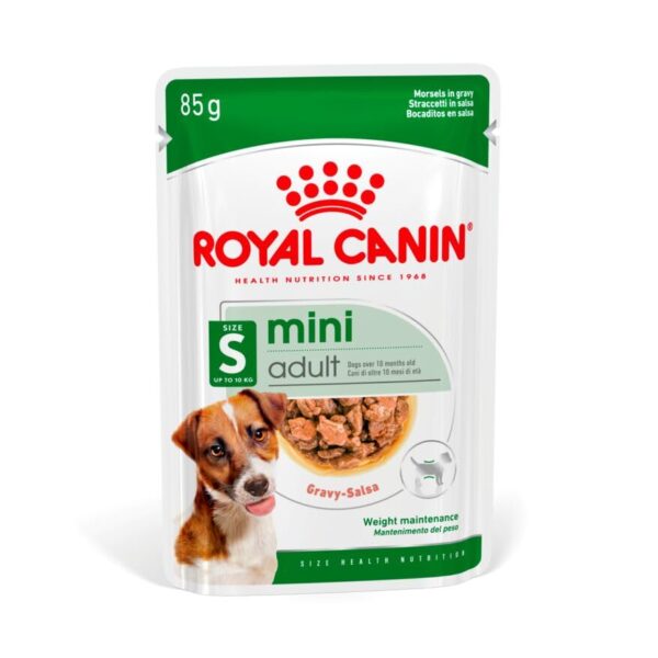 Royal Canin Mini Adult Dog Food, 85 Grams, Pack of 12 Sachet, Supports Weight Management, Strong Bone and Joint Health, Provides Optimal Health Support