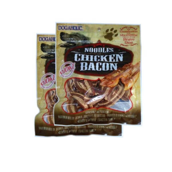 Dogaholic Chicken Bacon Strips Dog Treats, 130 g, Smoke Noodles, Rich in Protein & Vitamins, Suitable for All Breeds, Training Puppies & Adult Dogs, Pack of 2 Copy