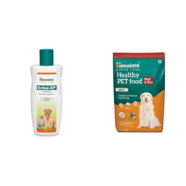 Himalaya Pet Bundle | Erina-EP Tick & Flea Shampoo 200ml + Adult Dog Food 10kg | Complete Care