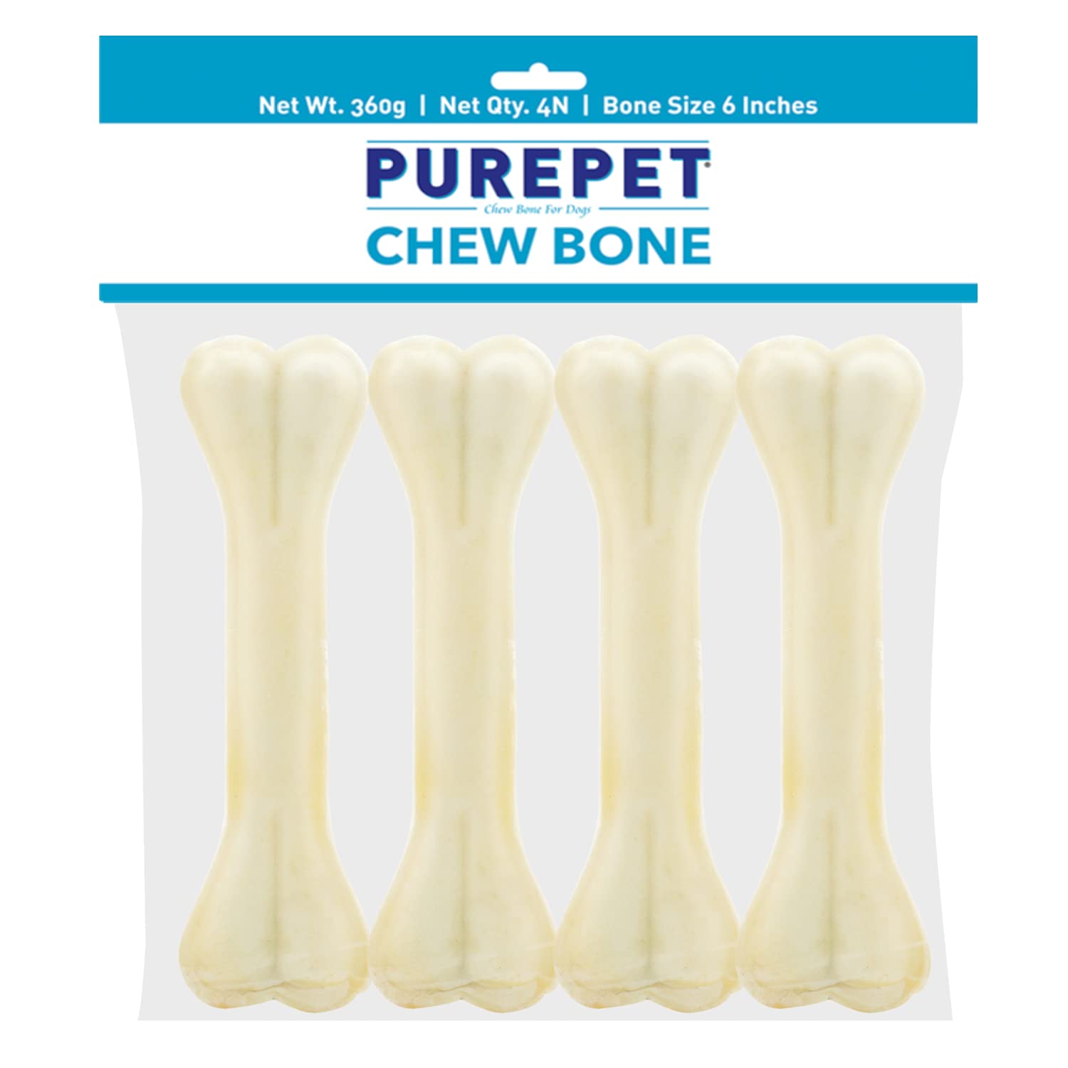 51Kg-Eh2tuS.716muWbBS5L.jpg Purepet Dog Treats Pressed Chew Bones 15.24 cm - Pack of 4 Bones | All Life Stages | Promotes Activity | Supports Oral Health | Ideal for Training - Image 1
