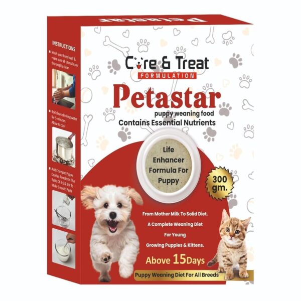 Care & Treat Petastar Puppy Weaning Food, 300g, Life Enhancer Formula for Puppies & Kittens Above 15 Days