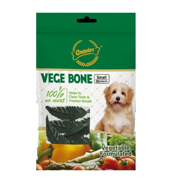 Veg Bone Small Dog Treats, 100% Meat-Free, Vegetable Formulated, Dental Chews, 25 Pieces, Helps Clean Teeth & Freshen Breath