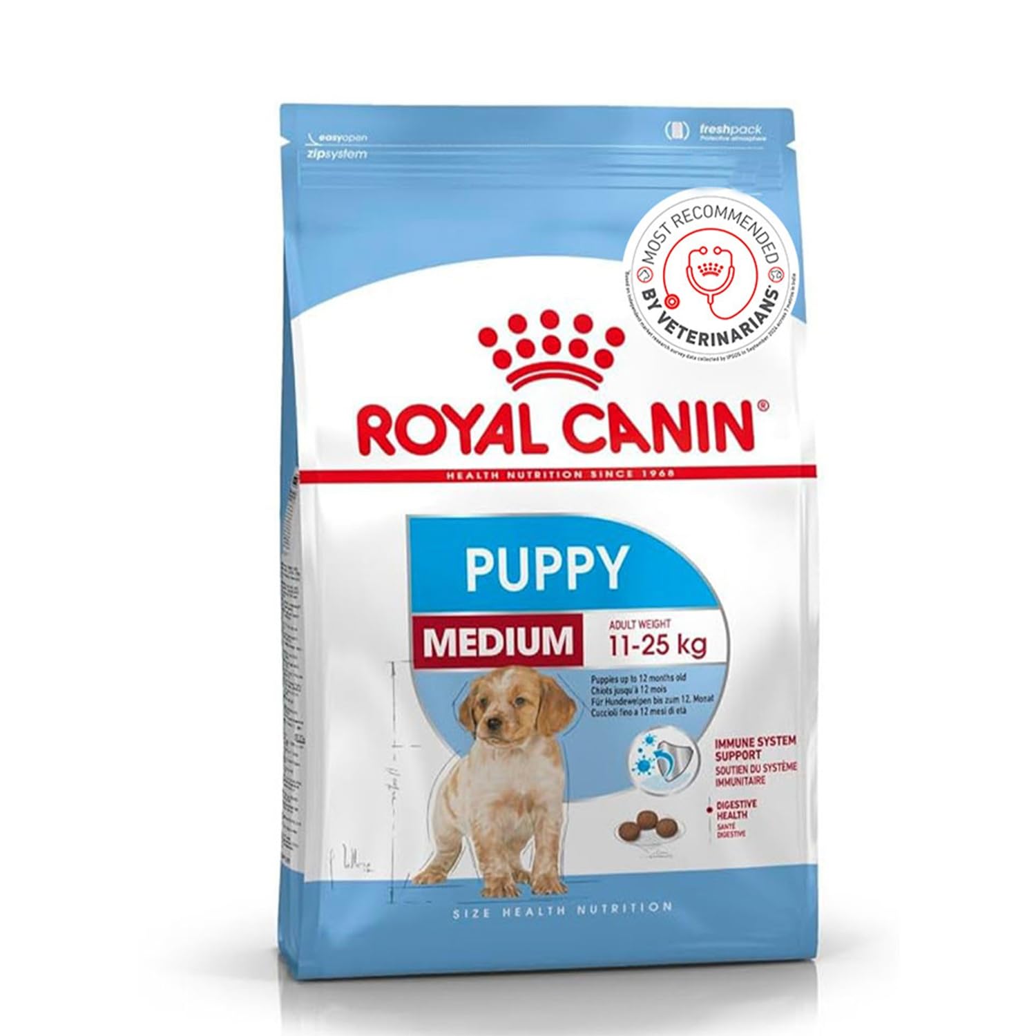 615crzxoh1L.716muWbBS5L.jpg Royal Canin Medium Puppy Food, 4 Kg, Dry Food, Supports Digestive Health & Immune System, Provides Short Growth & High Energy Content - Image 1