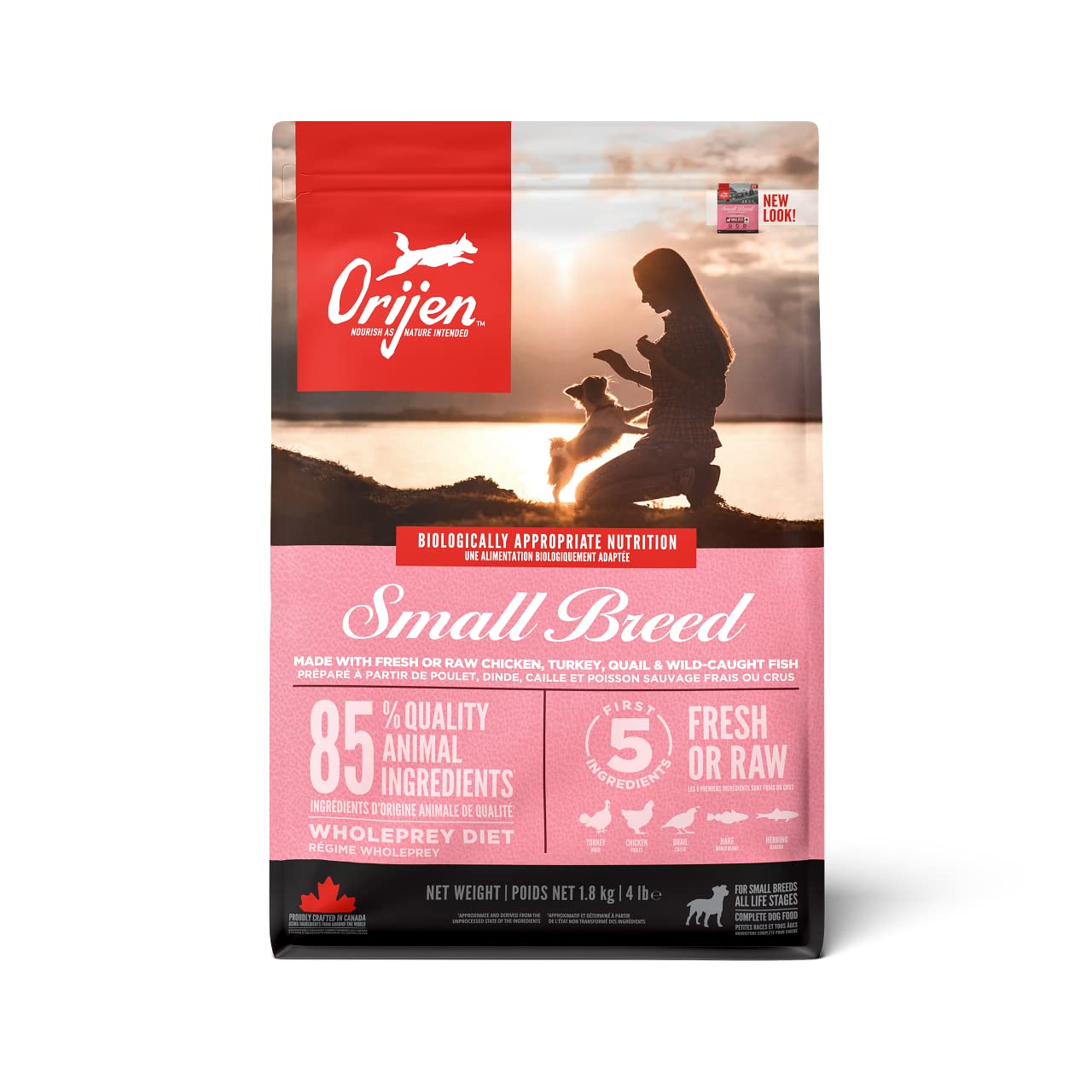 61BrVwSgblL.716muWbBS5L.jpg ORIJEN Small Breed Dry Dog Food, Grain Free Dry Dog Food for Small Breeds, Fresh or Raw Ingredients, 1.8 Kg - Image 1