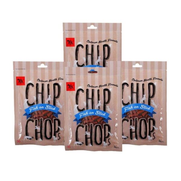 Chip Chops Dog Treats - Fish On Stick 280G - Pack of 4 (70 G Each)