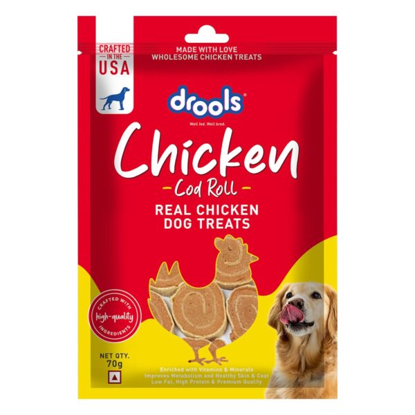 Adult & Puppy Dog Cod Roll Treats 70g | Real Chicken Flavour | Rich in Protein | No Artificial Preservatives | Best for Training & Bonding | All Breed