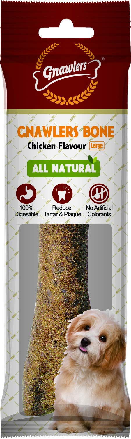 61DuCaTgbNL.716muWbBS5L.jpg Dog Chicken Chew Bone, 100% Rawhide Free, Made up of Vegetable Protein, Natural Collagen, Healthy Dog Chew Bone to Enagage Your Dog, 9` inch, One Piece, 220gm, Pack of 1 - Image 1
