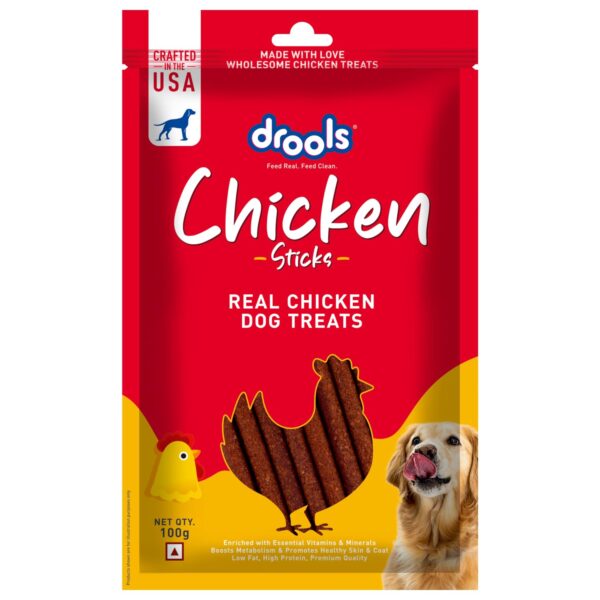 Puppy & Adult Dog Treats Sticks, 100g | Real Chicken Flavour |Rich in Protein | No Artificial Preservatives | Best for Training & Bonding | Formulated in USA | Premium Treats