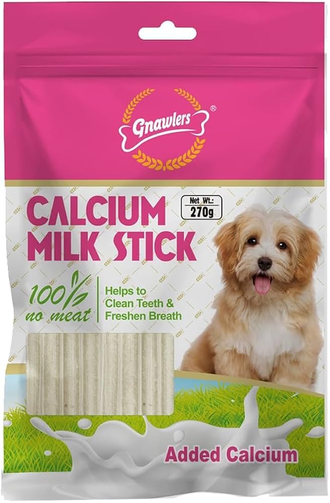 61Fts8R-C9L.716muWbBS5L.jpg Gnawlers Calcium Milk Stick Dog Treat, 270 g | All Life Stages (Pack of 1) - Image 1