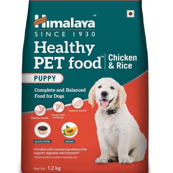 Himalaya Healthy PET Food for Puppies | Chicken & Rice | 1.2kg | Complete & Balanced Nutrition with Black Pepper, Oats & Papaya