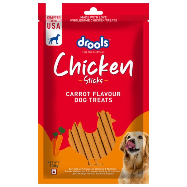 Puppy & Adult Dog Treats Sticks 100g | Chicken Carrot Flavour | Rich in Protein | No Artificial Preservatives | Best for Training & Bonding | Formulated in USA | Premium Treats
