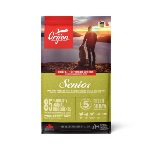 ORIJEN Senior Dry Dog Food, Grain Free Dry Dog Food for Senior Dogs, Fresh or Raw Ingredients, 11.4 Kg