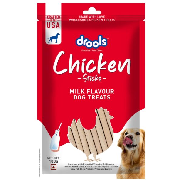 Puppy & Adult Dog Treats Sticks 100g | Chicken & Milk Flavour | Rich in Protein | No Artificial Preservatives | Best for Training & Bonding | Formulated in USA | Premium Treats