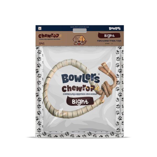 Bowlers Dog Treats Chewrope Bight| for Small & Medium Breeds & Puppies | Made of Natural Material |Strengthens & Cleans Teeth | 2 in 1 Toy Plus Treats for bonding with Pets