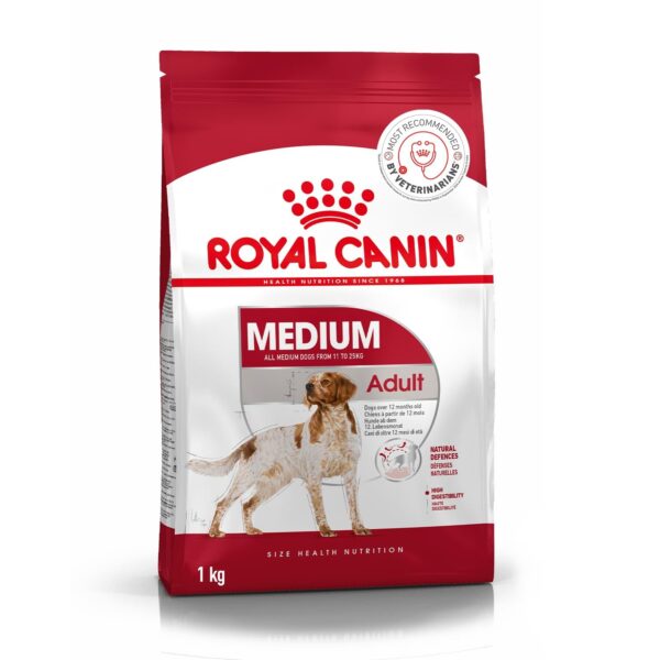 Royal Canin Medium Adult Dog Food, Dry Food, Provides Muscle Mass, Supports Complex Natural Defense & Optimal Health Support, 1 Kg