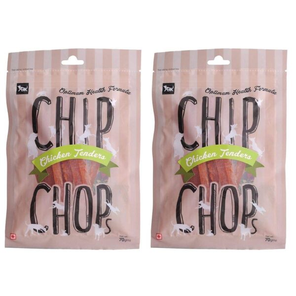 Heads Up For Tails Adult Chip Chops Chicken Tenders Slice, Dog Treat, 70G, Optimum Health Formula (Pack Of 2)