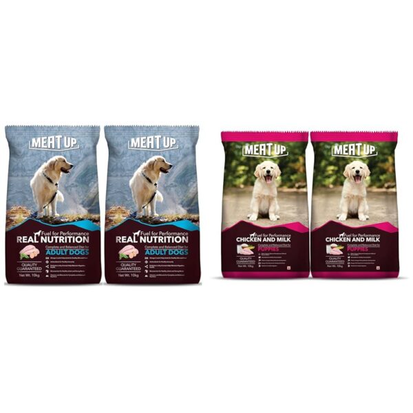 Meat Up Puppy & Adult Dry Dog Food - Chicken 20kg + Chicken Milk Puppy 20kg