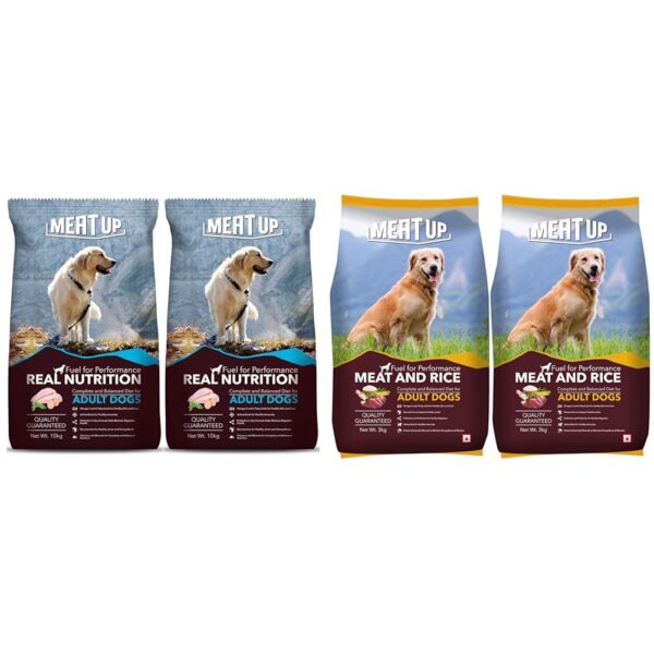 Meat Up Adult Dry Dog Food Bundle - Chicken 20kg + Meat & Rice 6kg