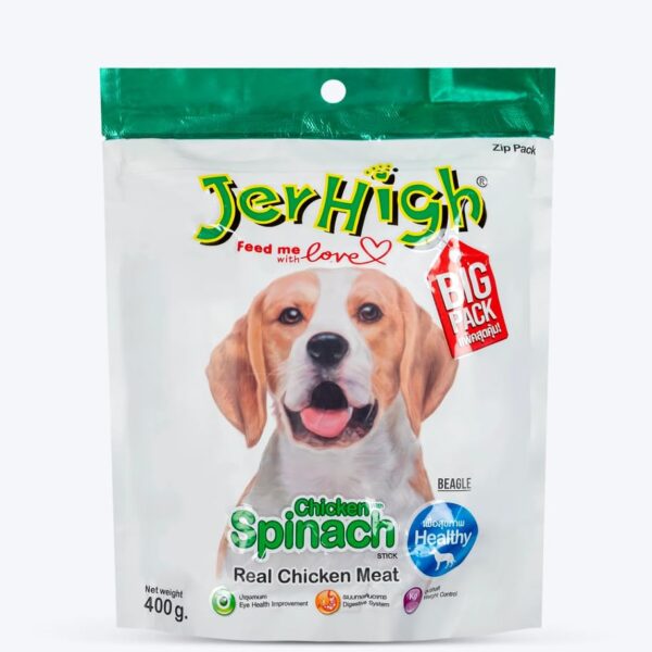 Spinach Stick Adult Dog Treats with Real Chicken Meat - 400 Gm (Pack of 1)