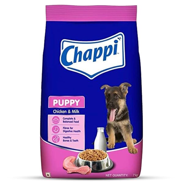 Chappi Puppy Dry Dog Food, Chicken & Milk, 7 kg, Complete and Balanced Food for Puppies