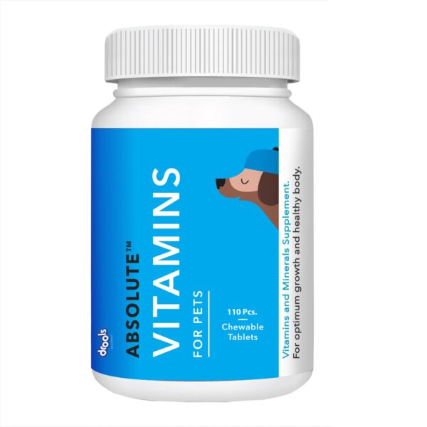 Absolute Dog Supplement Tablets 400g, 110 Pieces Jar | Vitamin Flavour | Supports Growth | Maintains Healthy Body Condition | Speedy Recovery from Disease