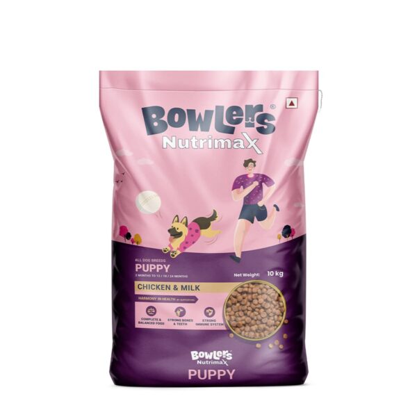 Bowlers Nutrimax Puppy Dry Dog Food | Chicken & Milk |10 kg | Smooth Digestion & Shiny Coat | Promote Healthy Growth | Strong Bones & Muscle Development