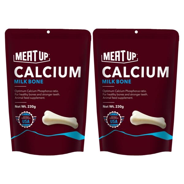 Meat Up Dog Treats Chew Bones, Calcium Flavor 230g + 230g Total 460g Pack