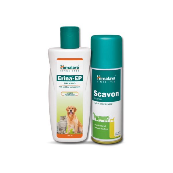 Himalaya Wellness Company Erina Ep Shampoo for Dogs and Cats, 200Ml & Scavon Spray, 100 ml