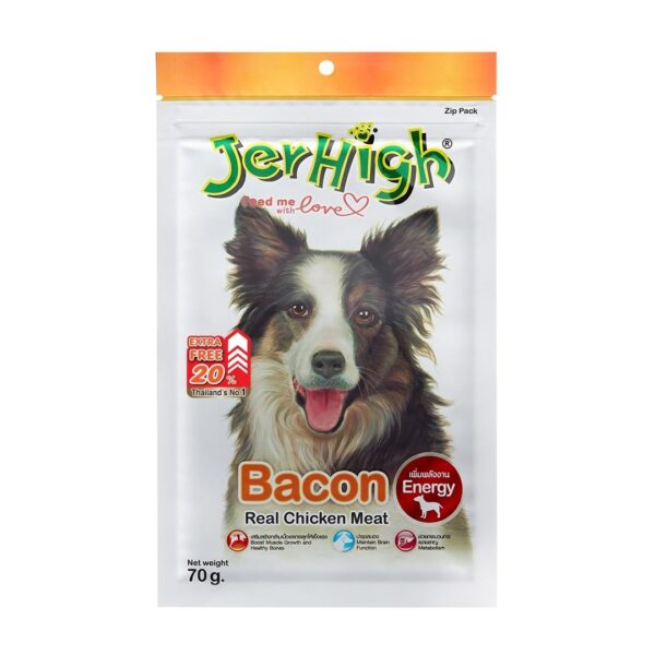 Chicken Dog Treats, Human Grade High Protein Chicken, Fully Digestible Healthy Snack & Training Treat, Free from by-Products & Gluten, Bacon 70gm (3 X 70g)