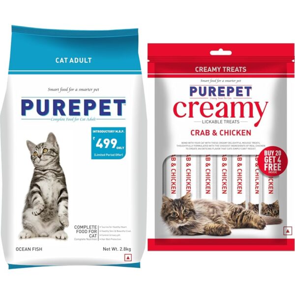 Purepet Adult 2.8kg + Purepet Creamy Crab & Chicken