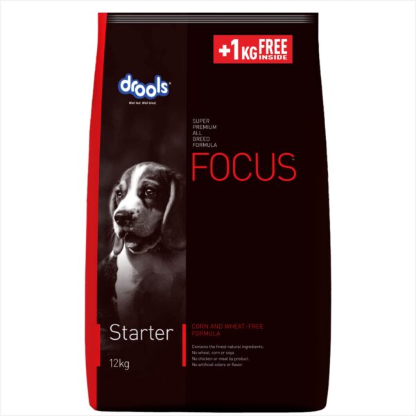 Focus Super Premium Starter Dry Dog Food 12kg (+1kg Free) Total 13kg Pack | Chicken Flavour | Supports Growth & Intelligence | Promotes Digestive Health