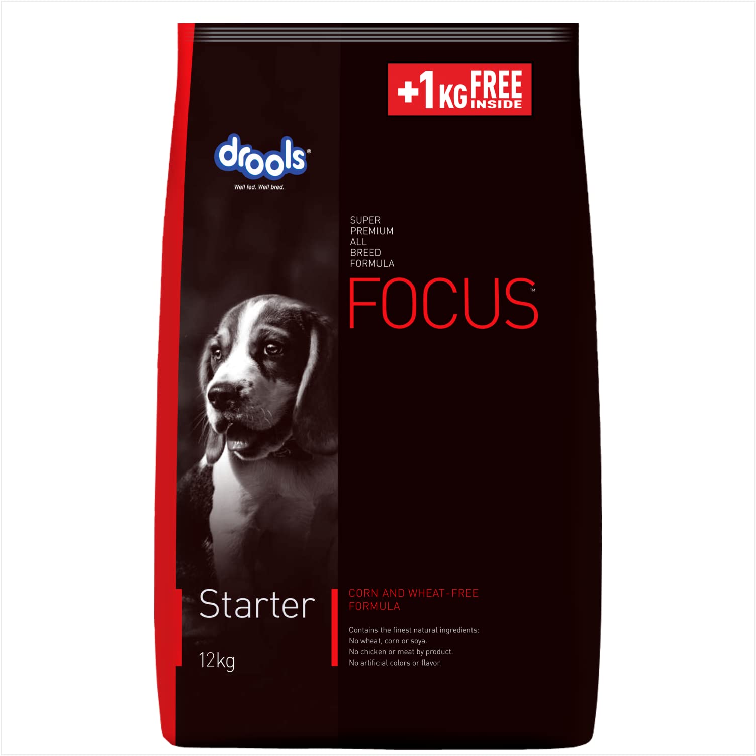 61qyUUaEGuL.716muWbBS5L.jpg.jpg Focus Super Premium Starter Dry Dog Food 12kg (+1kg Free) Total 13kg Pack | Chicken Flavour | Supports Growth & Intelligence | Promotes Digestive Health - Image 1
