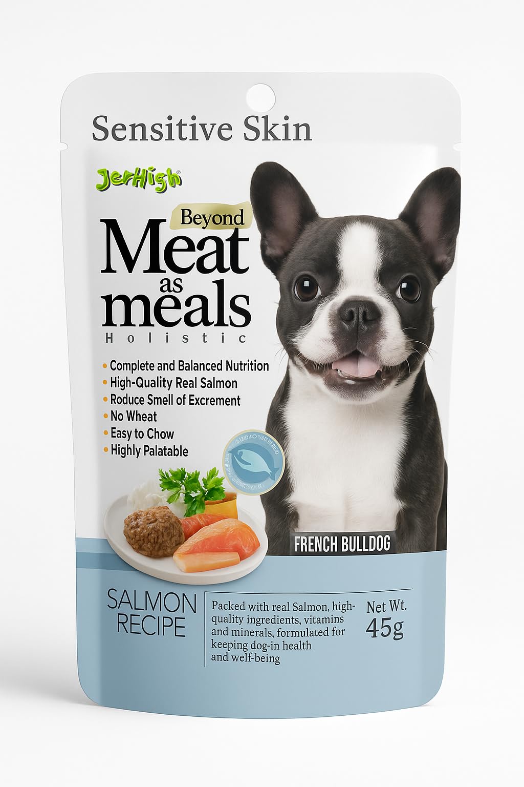 61vVpsl0CPL.716muWbBS5L.jpg Meat As Meals Dog Food, Human Grade Chicken, 45g, 100% Authentic, Sold by Barkz & Mewz (Pack of 6). (45 g, Salmon Recipe) - Image 1