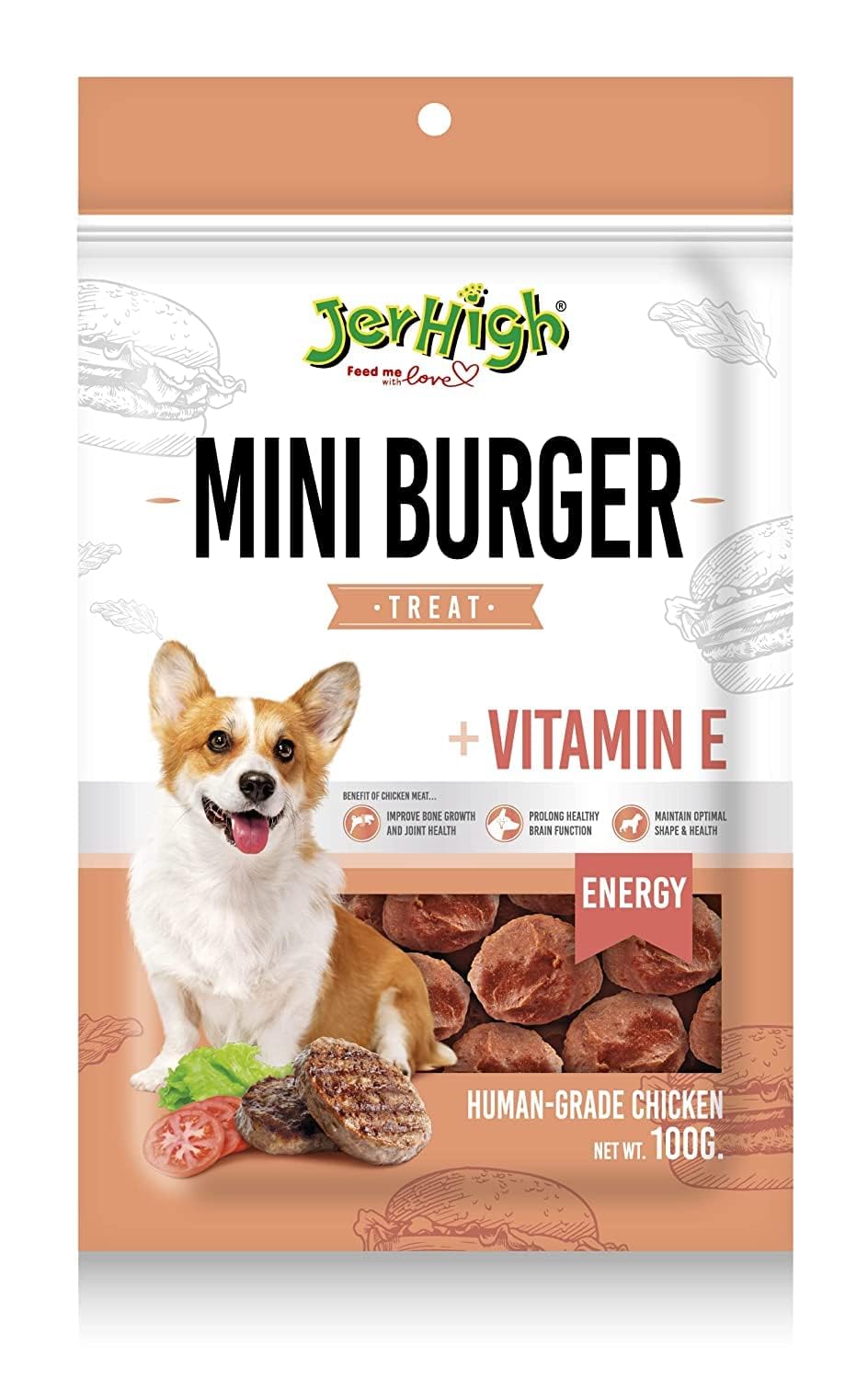 61wkA8SITL.716muWbBS5L.jpg Mini Burger Stick Fully Digestible Dog Treats for All Life Stages, 100g - (Pack of 1) - Image 1