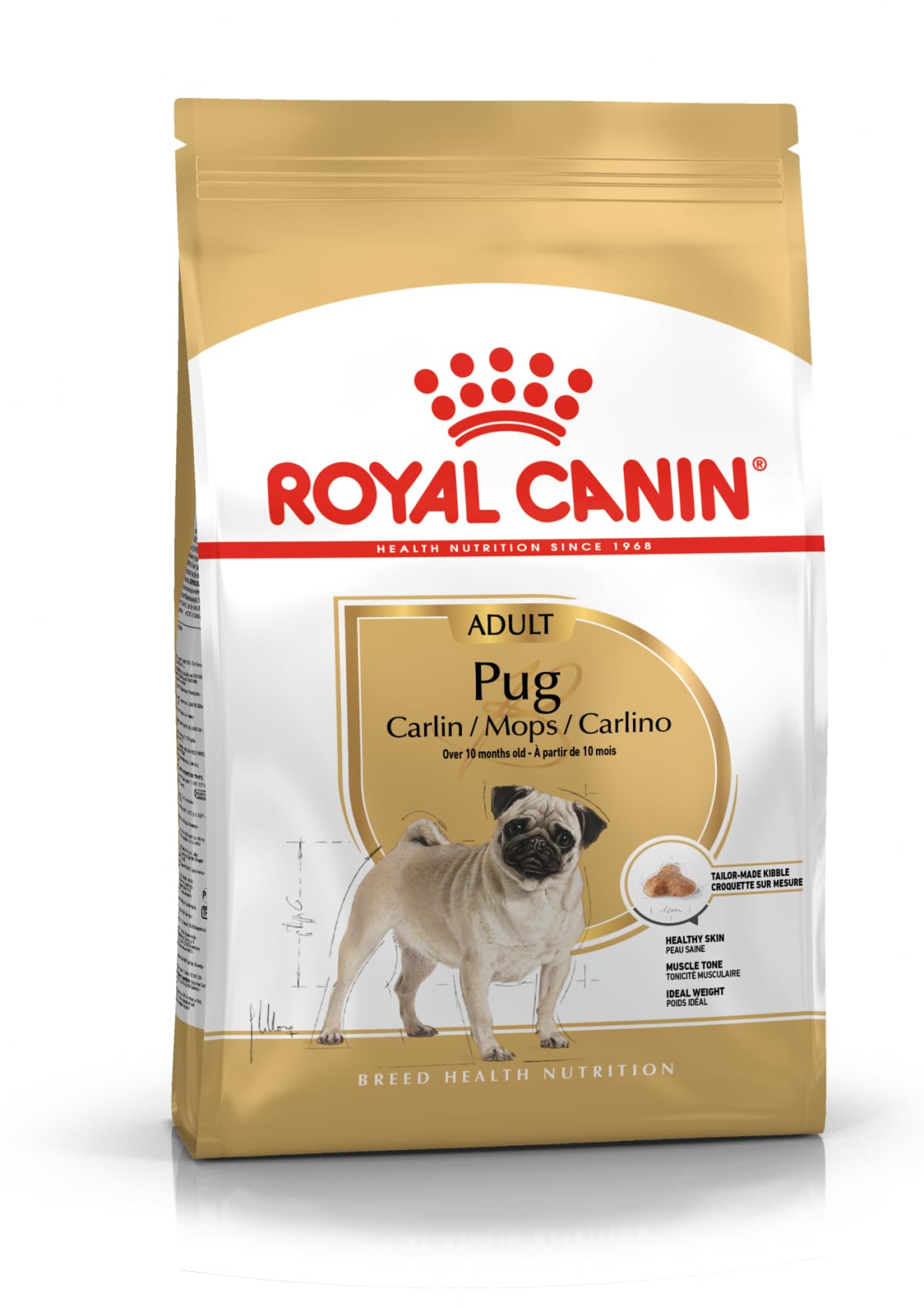 61wkjyPH7-L.716muWbBS5L.jpg Royal Canin Pug Adult Dog Food, Dry Food, Supports Healthy Skin & Ideal Weight, Helps to Tone Muscles, , 1.5 Kg - Image 1