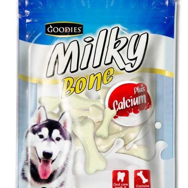 Goodies Dog Treats Milky Bone, Made of Tapioca Starch, Whey Powder & Chicken Powder, Promote Strong Bones, Milk 25in1 (6 x 250gm)