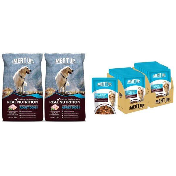 Meat Up Adult Dog Food Bundle - Dry Chicken 20kg + Wet Chicken Gravy 1120g
