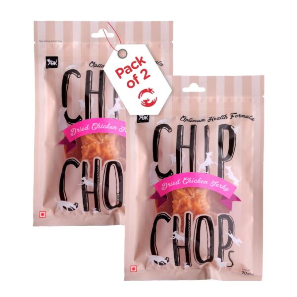 Petsy - Chip Chops Sun Dried Chicken Jerky | Optimum Health Formula | Highly Digestible Snack | Dog Treat/Food | Multi Pack (Pack of 2)