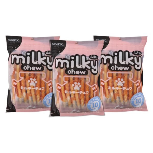 Milky Chew Dog Treats Real Chicken and Milk Protein Rich Dog Snacks Healthy Chewy Dog Treats for Puppies & Adult Dogs Calcium Rich Training Reward Treats (Pack of 3, Chicken Stick Style)