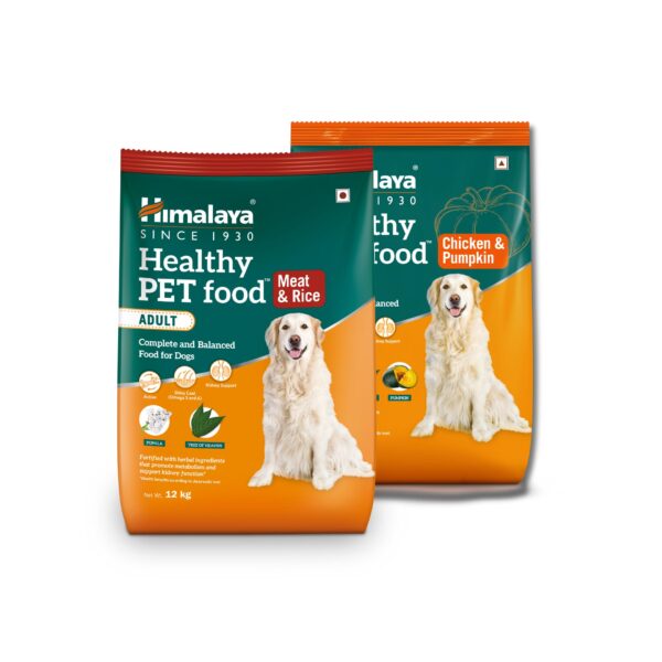 Himalaya Healthy Pet Food 1.2Kg (Adult) Meat and Rice & Healthy Adult Dry Dog Food, Chicken & Pumpkin 1.2Kg