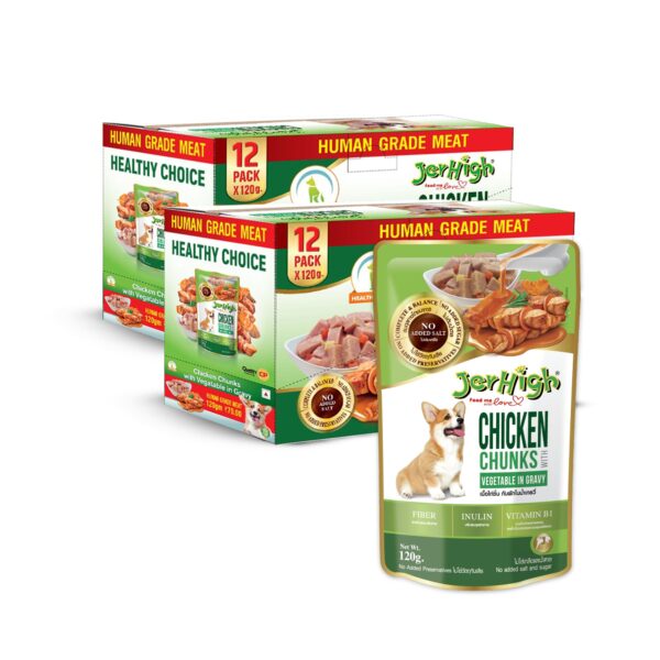Wet Dog Food, Human Grade High Protein Chicken, Gravy Chicken & Vegetable (Pack of 24),All Life Stages