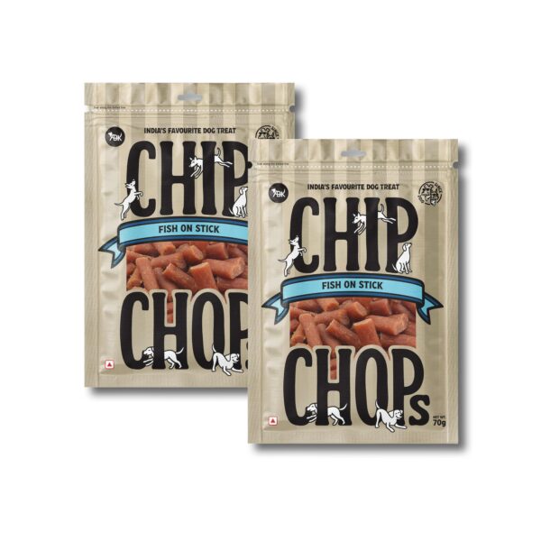 Chip Chops Fish On Stick Dog Treat, Optimum Health Formula, Suitable for All Dog Breeds, Easy to Digest, No Artificial Flavors Added, 70g Each (Pack of 2)