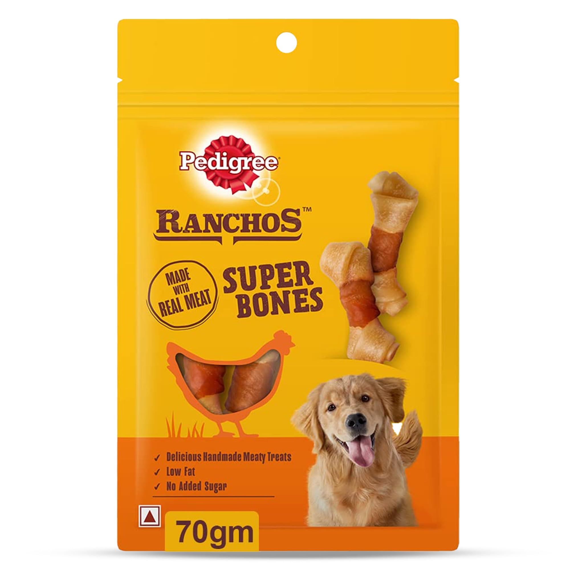 71EP1aurcrL.716muWbBS5L.jpg Pedigree Ranchos Super Bones (1+ Years) Dog Treats, Chicken & Milky Flavour, 70 g, Low-Fat Treat With No Added Sugar - Image 1