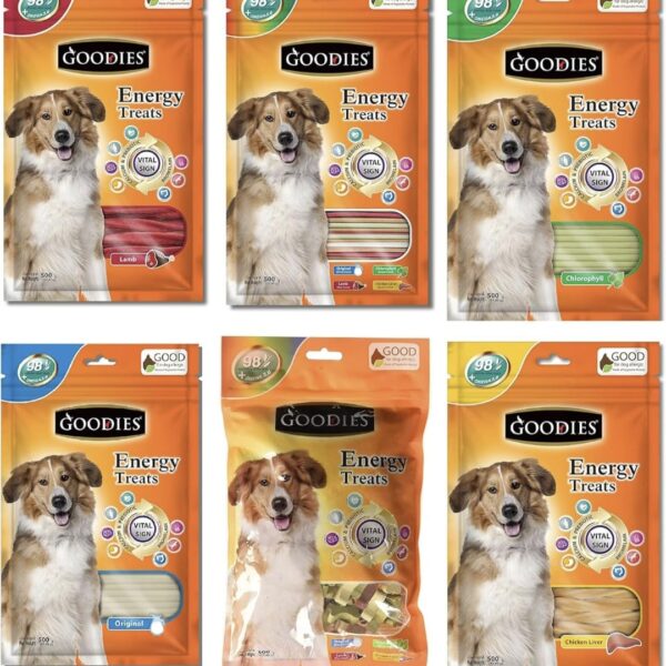 Goodies Energy Treats Fresh and Healty Combo Lamb,Mix Stick,Chlorophyll,Calcium,Mix Bone Shape,Liver Flavor Food Pack of 6